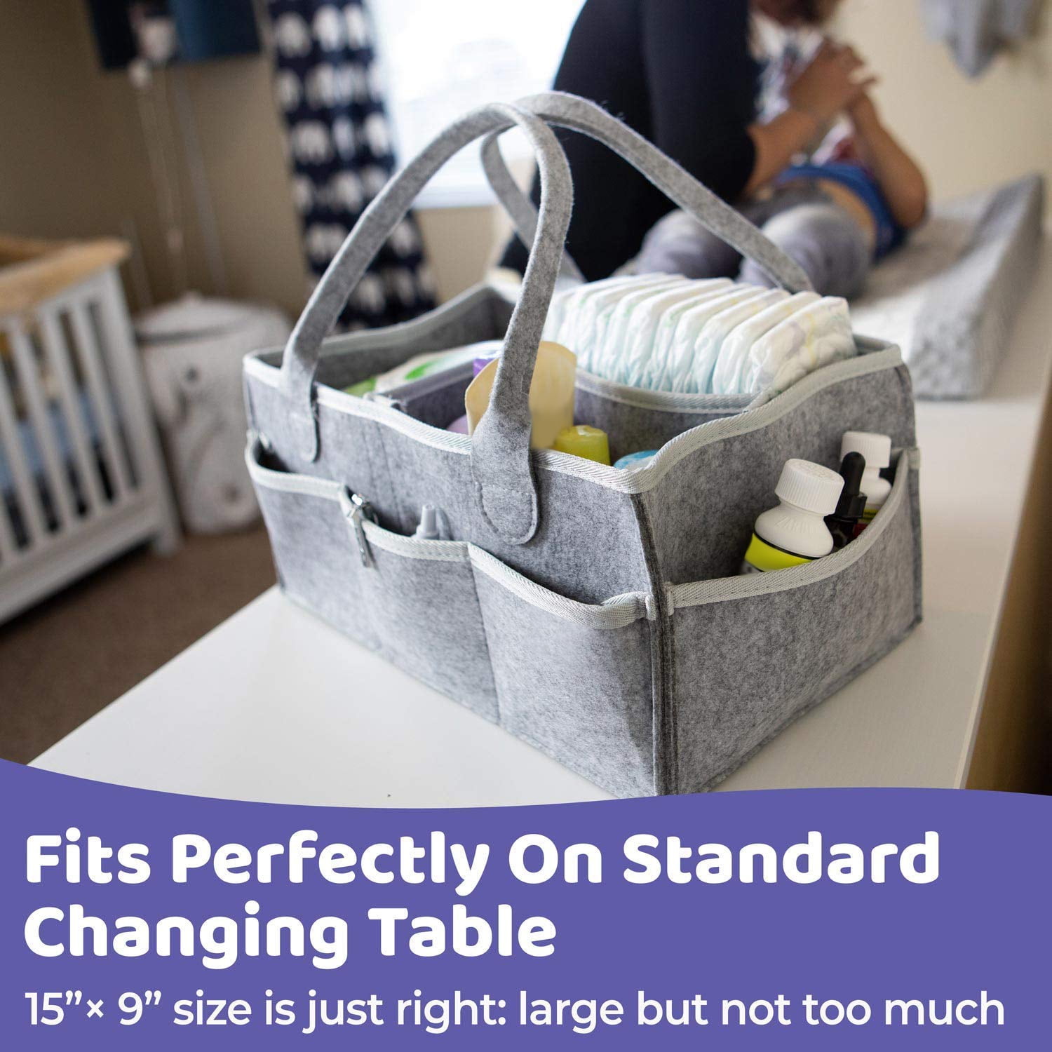Nursery Essentials Storage Bins Katigan Portable Large Diaper Caddy Tote Baby Diaper Caddy Organizer Portable Holder Bag for Changing Table and Car